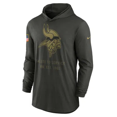 Nike Minnesota Vikings Salute To Service Sideline Menâs  Men's Dri-fit Nfl Long-sleeve Hooded Top In Green