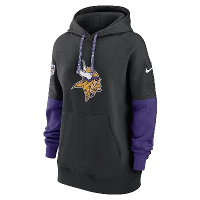 Nike Women's Black Minnesota Vikings 2024 Sideline Essential Fleece Pullover Hoodie In Black,purple