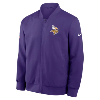 Nike Minnesota Vikings Sideline  Men's Nfl Full-zip Bomber Jacket In Purple
