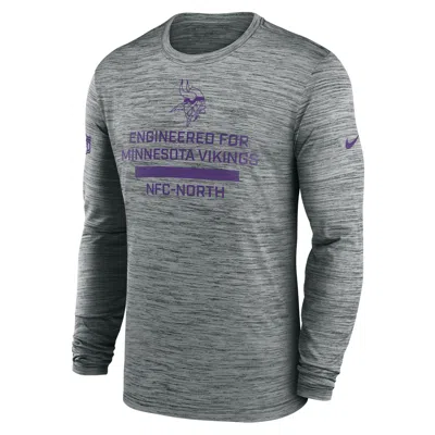 Nike Minnesota Vikings Sideline Team Issue Velocity  Men's Dri-fit Nfl Long-sleeve T-shirt In Gray