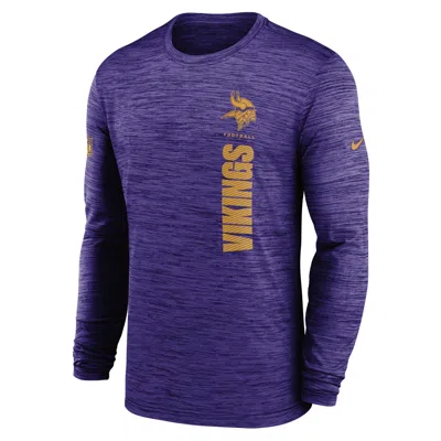 Nike Minnesota Vikings Sideline Velocity  Men's Dri-fit Nfl Long-sleeve T-shirt In Purple