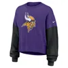 Nike Purple Minnesota Vikings Oversized Color-block Pullover Sweatshirt In Purple