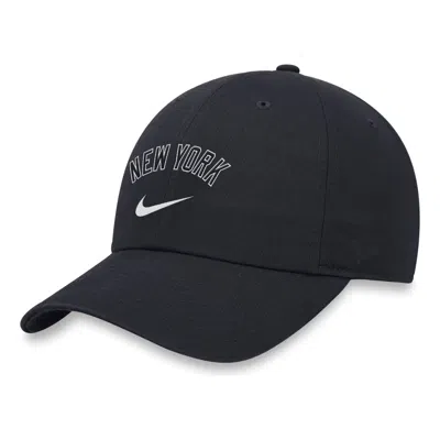 Nike Mlb York Yankees Heritage86 Wordmark Swoosh Adjustable Caps 'black'