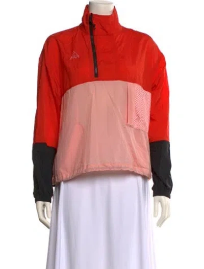 Pre-owned Nike Mock Neck Long Sleeve Sweatshirt In Orange