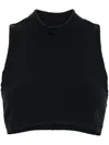 Nike Mock-neck Ribbed Crop Top In Black