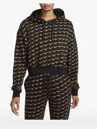 Nike Monogram Oversized Hoodie In Black