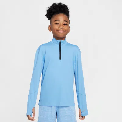 Nike Multi Big Kids' (boys') Dri-fit Uv Long-sleeve 1/2-zip Top In Blue Beyond