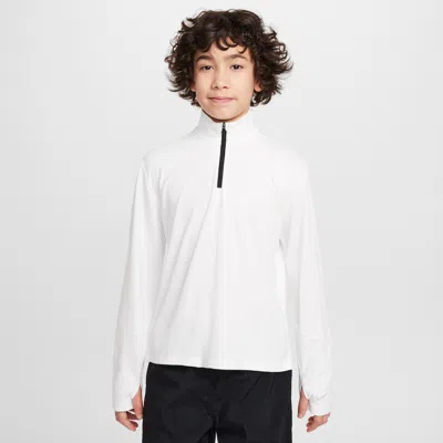 Nike Multi Big Kids' (boys') Dri-fit Uv Long-sleeve 1/2-zip Top In White