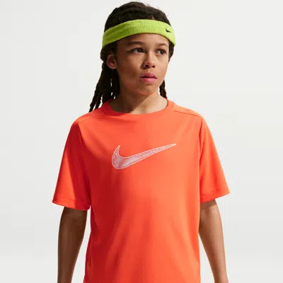 Nike Multi Big Kids' (boys') Dri-fit Short-sleeve Training Top In Orange