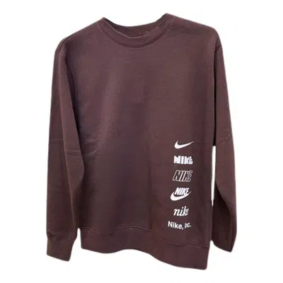 Nike Multi Logo Crew Neck Sweatshirt 'tan' In Brown
