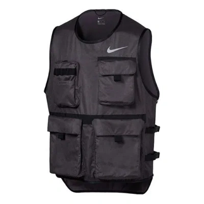 Nike Multi-pocket Function Trend Tooling Sports Running Vest Grey Gray In Black