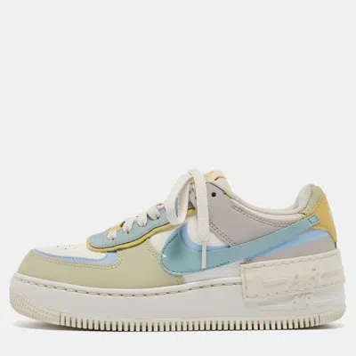Pre-owned Nike Multicolor Leather Air Force 1 Low Shadow Ocean Cube Sneakers Size 37.5