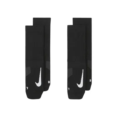 Pre-owned Nike Multiplier Crew Sock (2 Pairs) 'black/white' | Men's Size L