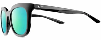 Pre-owned Nike Myriad-p-cw4720-010 Women's Polarized Bifocal Sunglasses Black Silver 52 Mm In Green Mirror