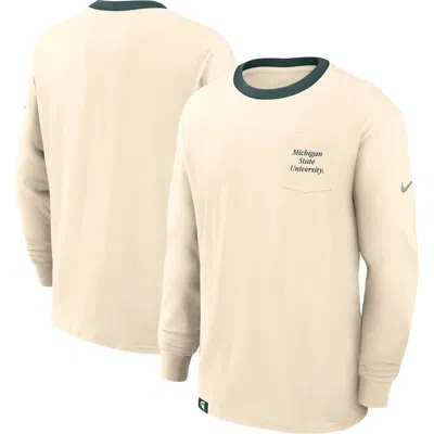 Nike Natural Michigan State Spartans Athletic Prep Max90 Pocket Logo Long Sleeve T-shirt In Orange