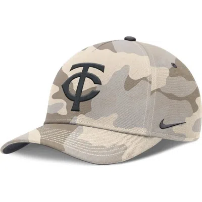 Nike Natural Minnesota Twins Camo Pack Rise Adjustable Hat In Brown