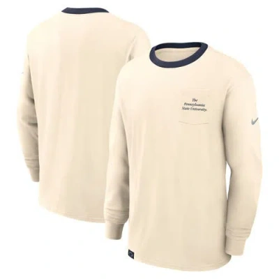 Nike Natural Penn State Nittany Lions Athletic Prep Max90 Pocket Logo Long Sleeve T-shirt In Neutral