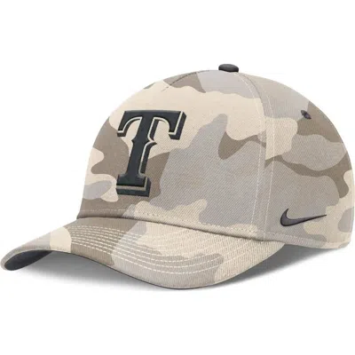 Nike Natural Texas Rangers Camo Pack Rise Adjustable Hat In Brown