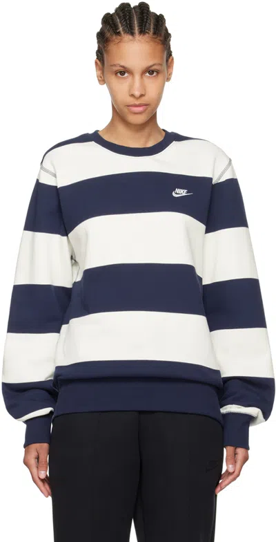 Nike Navy & White Club Sweatshirt In Midnight Navy/sail