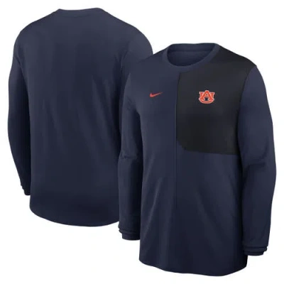 Nike Navy Auburn Tigers 2025 Sideline Coach Uv Dri-fit Long Sleeve T-shirt In Blue