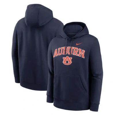 Nike Navy Auburn Tigers Club Fleece Arch Pullover Hoodie In Blue