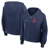 Nike Navy Boston Red Sox Cropped Chill Full-zip Hoodie In Blue