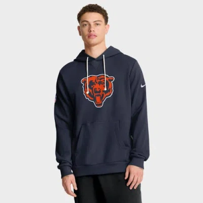 Nike Navy Chicago Bears Sideline Standard Issue Initial Home Dri-fit Hoodie In Blue