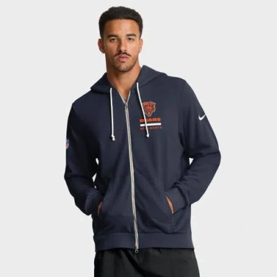Nike Navy Chicago Bears Sideline Utility Player Performance Full-zip Hoodie In Blue