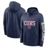 NIKE NIKE NAVY CHICAGO CUBS COOPERSTOWN COLLECTION SPLITTER CLUB FLEECE PULLOVER HOODIE