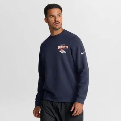 Nike Navy Denver Broncos Primetime Club Fleece Pullover Sweatshirt In Blue