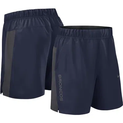 Nike Navy Denver Broncos Woven Victory Performance Shorts In Blue