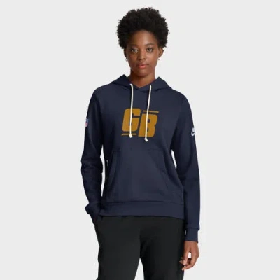Nike Navy Green Bay Packers The 1923 Classic Sideline Dri-fit Pullover Hoodie In Blue