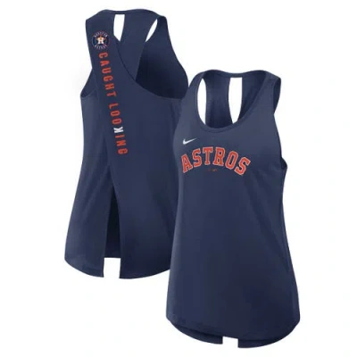 Nike Navy Houston Astros Crisscross Performance Tank Top In Blue