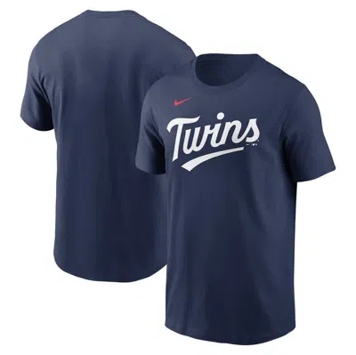 Nike Navy Minnesota Twins Fuse Wordmark T-shirt In Blue