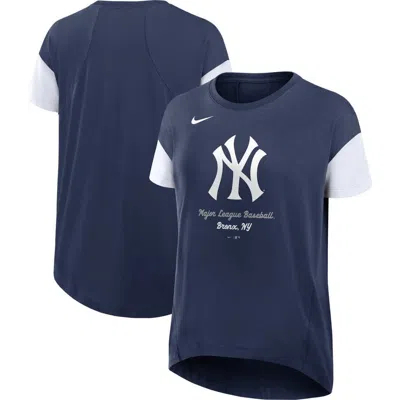 Nike Navy New York Yankees Flowy Fashion T-shirt In Blue