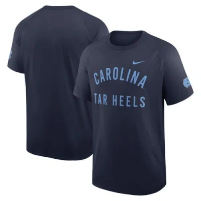 Nike Navy North Carolina Tar Heels Ready Raglan Premium Performance T-shirt In Black