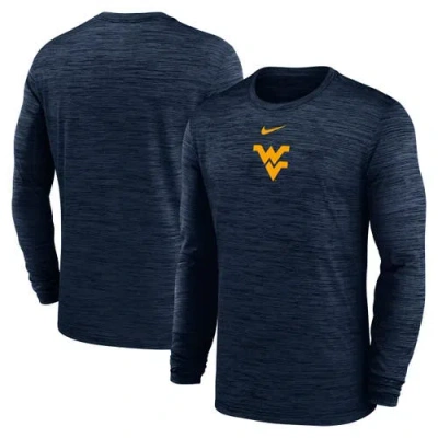 Nike Navy West Virginia Mountaineers 2025 Sideline Velocity Performance Long Sleeve T-shirt In Blue