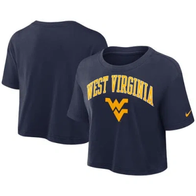 Nike Navy West Virginia Mountaineers Power Pursuit Athletic Prep Arch Performance Cropped T-shirt