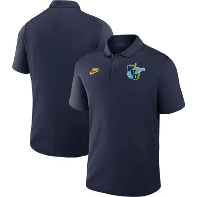 Nike Navy West Virginia Mountaineers Vault Victory Dri-fit Polo In Blue