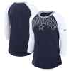 Nike Women's  Navy, White Dallas Cowboys Knockout Arch Raglan Tri-blend 3/4-sleeve T-shirt In Navy