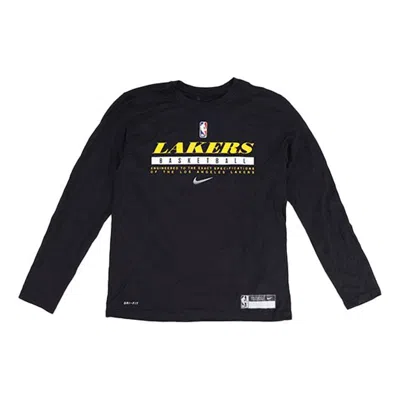 Nike Nba Alphabet Printing Basketball Sports Round Neck Long Sleeves Black In Blue