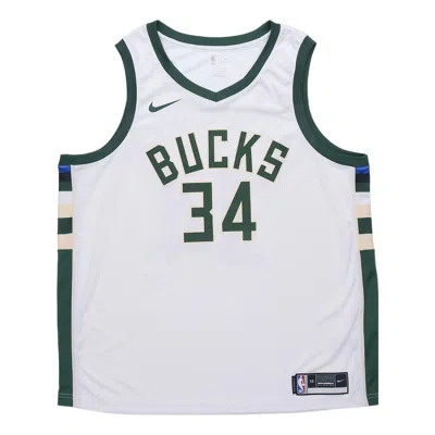 Nike Nba Basketball Sports Vest Sw Fan Edition 20-21 Season Milwaukee Bucks Alphabet 34 White