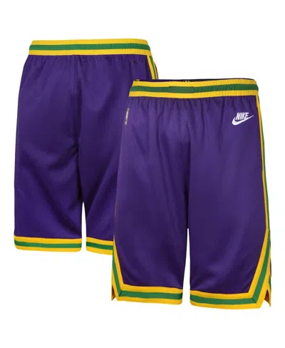 Nike Kids' Nba Big Boys And Girls Purple Utah Jazz Classic Edition Swingman Shorts