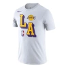 Nike Nba Dri-fit Los Angeles Lakers Basketball Sports Round Neck Short Sleeve White