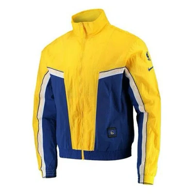 Nike Nba Golden State Warriors Athleisure Casual Sports Jacket Yellow Blue Colorblock