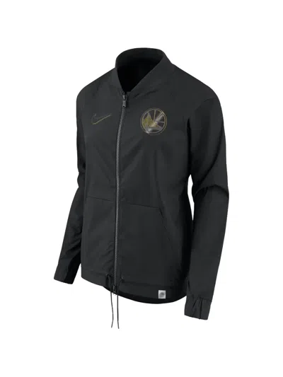 Nike Nba Golden State Warriors Bomber Jacket In Black