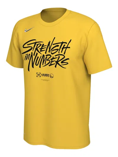 Nike Nba Golden State Warriors Dri-fit "2019 Playoffs Bound Mantra" T-shirt In Yellow