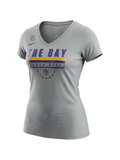 Nike Nba Golden State Warriors The Bay V-neck T-shirt In Gray