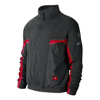 Nike Nba Houston Rockets Athleisure Casual Sports Stand Collar Jacket Black