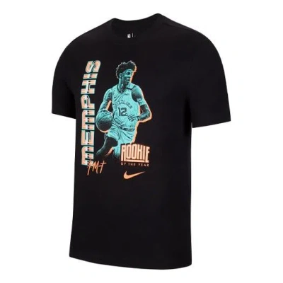Nike Nba Ja Morant Portrait Printing Basketball Sports Short Sleeve Black